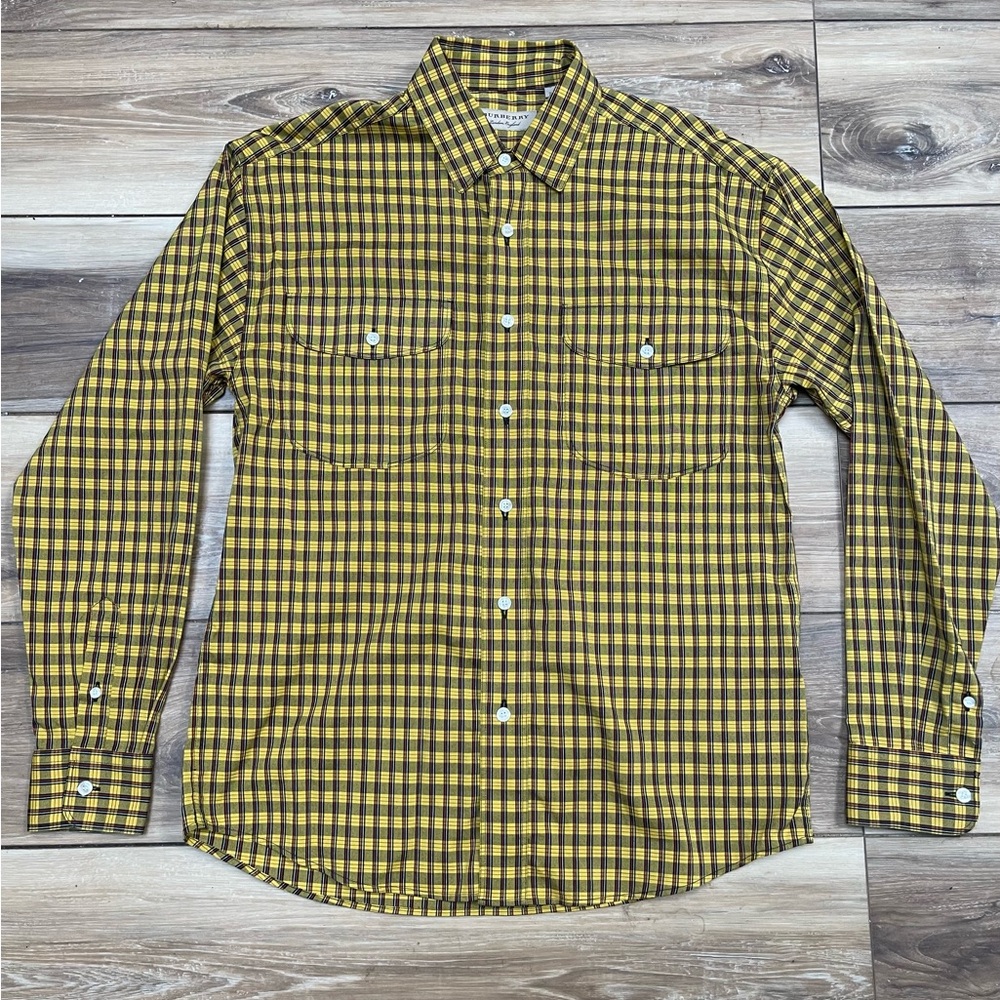 Burberry Yellow and Black Casual Button Down Shirt